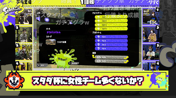 【スプラトゥーン3】スタダ杯の女性チームの多さが抽選優遇されてるレベルで異常な件