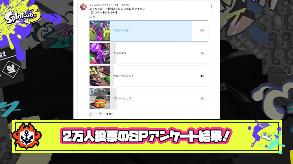 【スプラ3】2万人投票「ぶっちゃけ、一番消えてほしいSPは何ですか？」アンケート結果がこちら