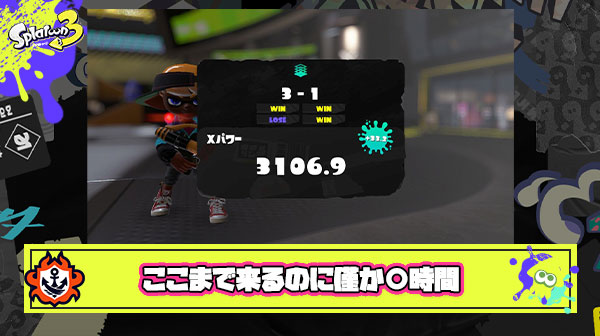 ウデマエリセットしたプロプレイヤーがXパワー3100戻すまでにかかった時間
