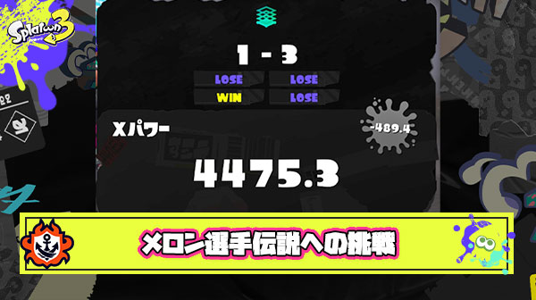 同接1万超えメロン選手伝説への挑戦、スプラ界を震撼させたXパワー『-489』配信についてちょっと話さないか