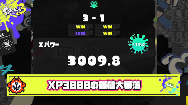XP3000の価値はほぼ無くなった ← これってスプラ史の中でも結構な大事件だよな