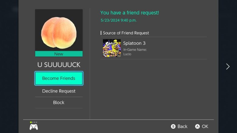 【悲報】海外勢の煽りフレ申、アイコンを桃（ケツ）にして「You（お前） S◯CK（舐めろ）」