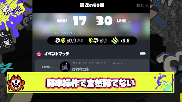 2時間で16試合やってたった4勝しか出来なかったんだけどこれ明らかに勝率操作だよな？