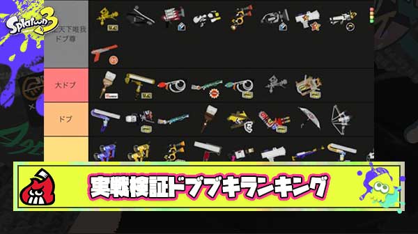 【これは…】識者「2000戦のバトルでデータ集めた結果”ドブ”ブキランキング完成した」